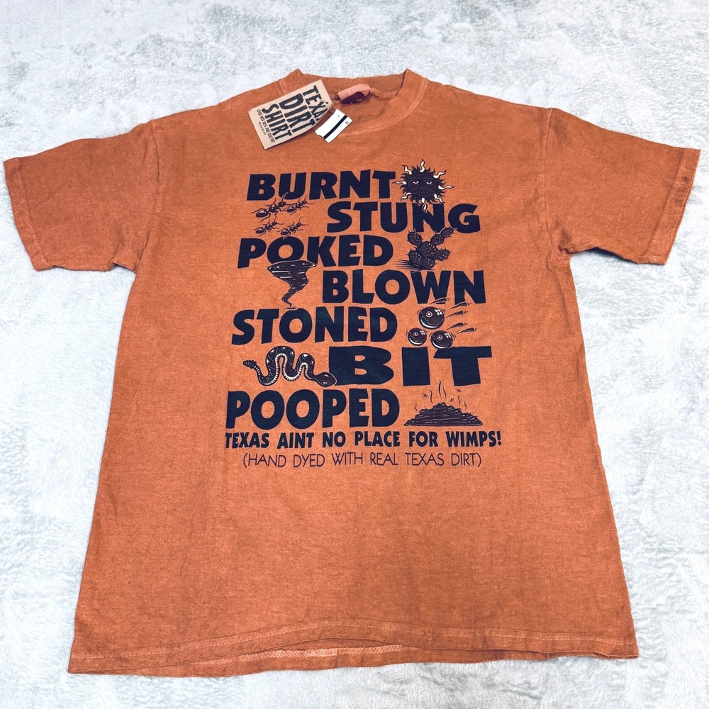 Texas Dirt Shirt Graphic Tee Burnt Orange‎ Humor T Shirt Men's Medium
